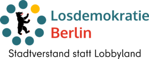 Losdemokratie Berlin Logo mit Tagline "Stadtverstand statt Lobbyland"